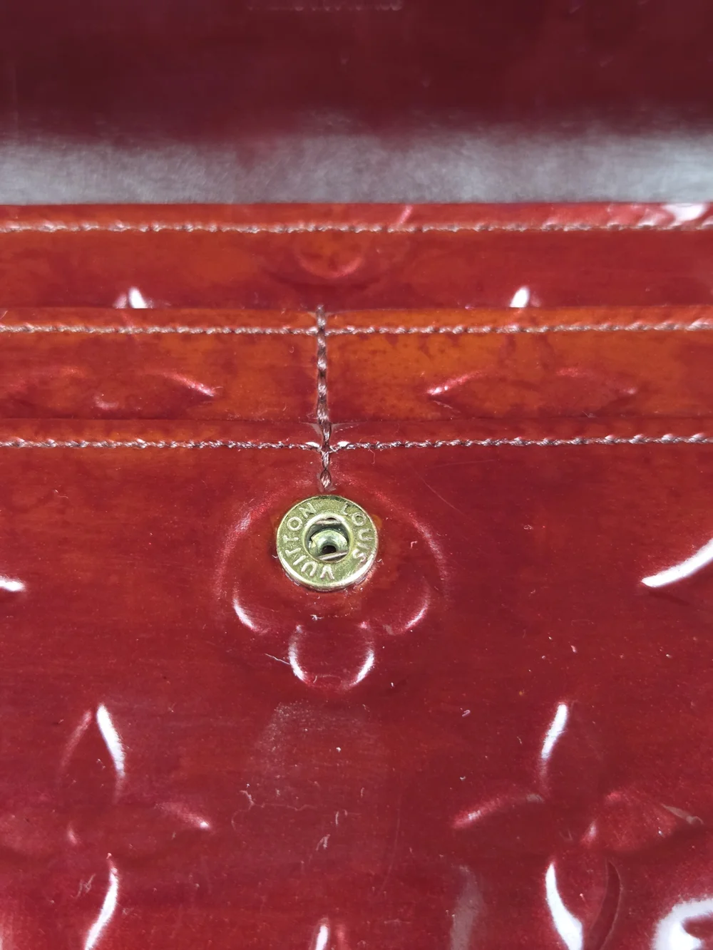 Louis Vuitton Vernis Sarah Wallet Cherry Red Monogram Long Wallet 1998 Restored